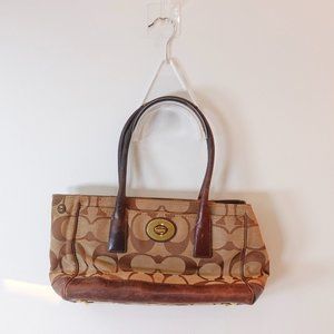 Vintage Coach Bag Womens Brown Leather Purse Shoulder Monogram Japan F11557